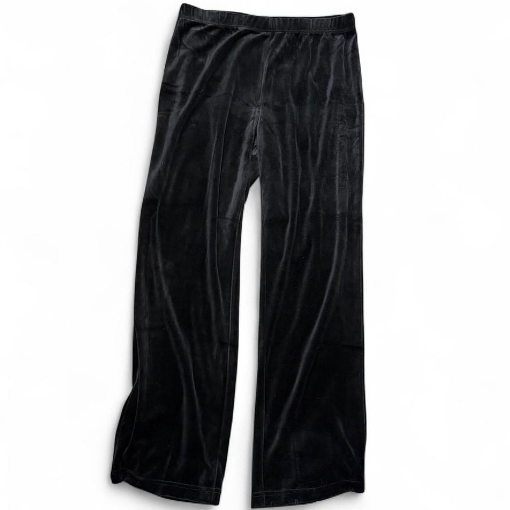 Vintage Y2K Crazy Horse Black Velour Wide Leg Pants, Women's Size L